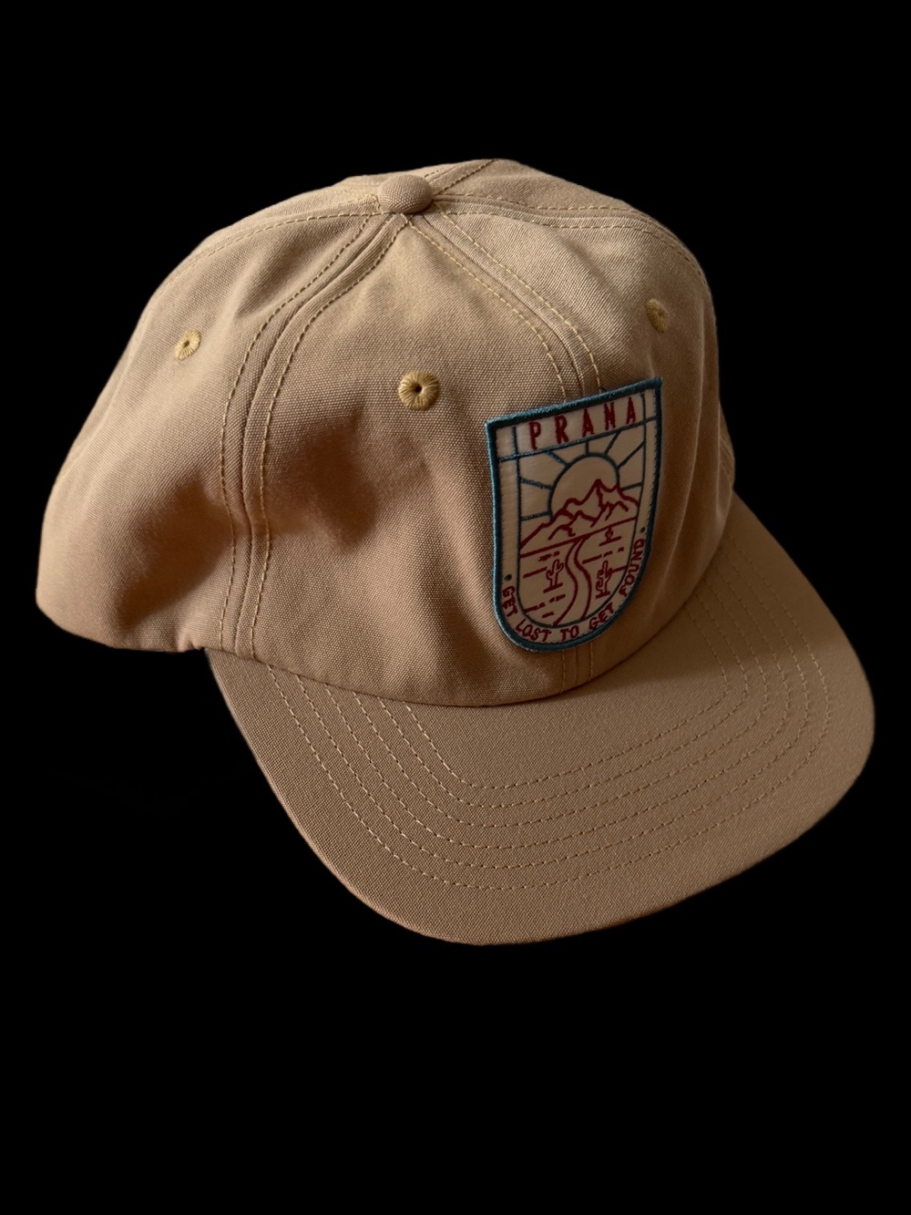 Prana Beige Patch Baseball Cap OS SnapBack